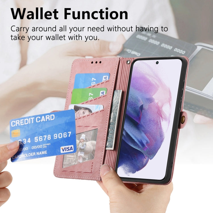 For Samsung Galaxy S20 FE Geometric Zipper Wallet Side Buckle Leather Phone Case(Pink) - free shipping - PMC TechLife - Order now!