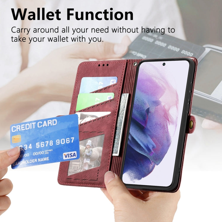 For Samsung Galaxy S20 FE Geometric Zipper Wallet Side Buckle Leather Phone Case(Red) - free shipping - PMC TechLife - Order now!