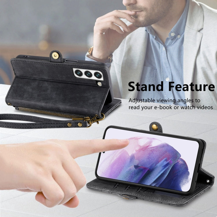 For Samsung Galaxy S20 FE Geometric Zipper Wallet Side Buckle Leather Phone Case(Black) - free shipping - PMC TechLife - Order now!