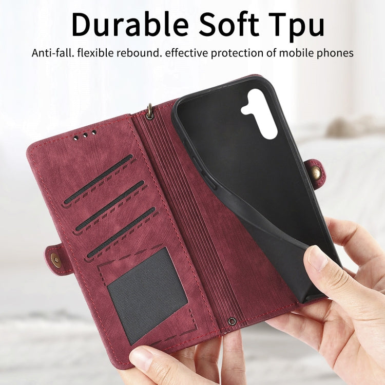 For Samsung Galaxy A50 Geometric Zipper Wallet Side Buckle Leather Phone Case(Red) - free shipping - PMC TechLife - Order now!