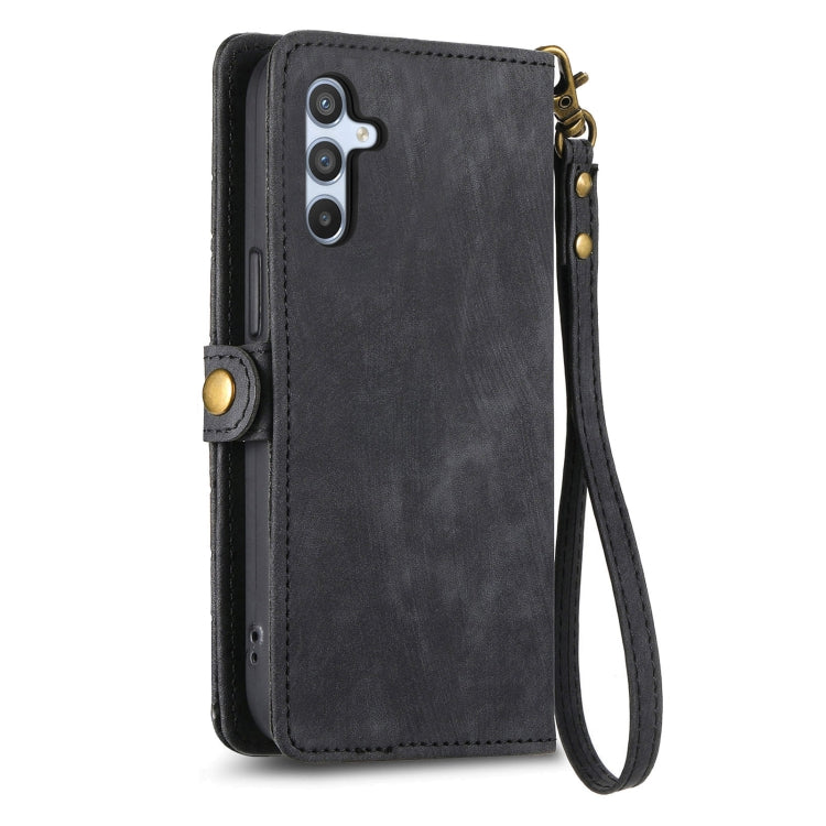 For Samsung Galaxy A70S Geometric Zipper Wallet Side Buckle Leather Phone Case(Black) - free shipping - PMC TechLife - Order now!