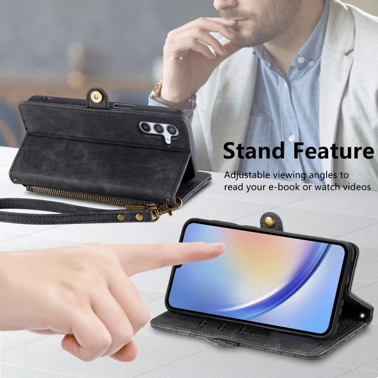 For Samsung Galaxy A31 Geometric Zipper Wallet Side Buckle Leather Phone Case(Black) - free shipping - PMC TechLife - Order now!