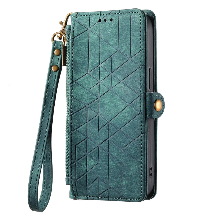 For Samsung Galaxy A32 4G Geometric Zipper Wallet Side Buckle Leather Phone Case(Green) - free shipping - PMC TechLife - Order now!
