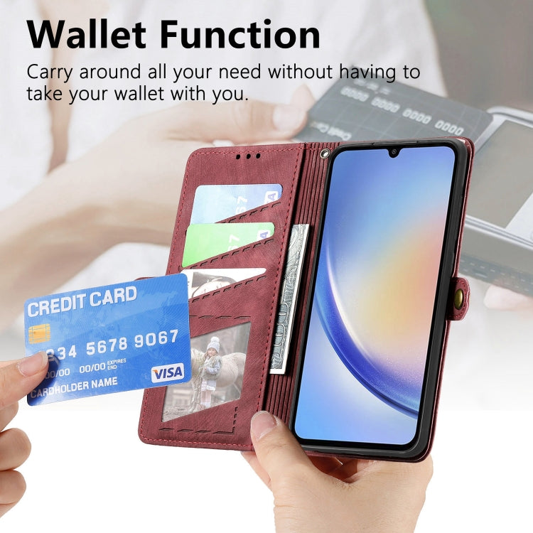 For Samsung Galaxy A32 5G Geometric Zipper Wallet Side Buckle Leather Phone Case(Red) - free shipping - PMC TechLife - Order now!