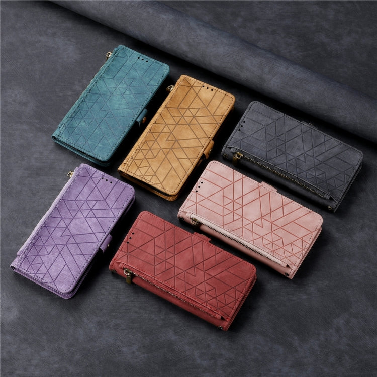For Samsung Galaxy A72 Geometric Zipper Wallet Side Buckle Leather Phone Case(Black) - free shipping - PMC TechLife - Order now!
