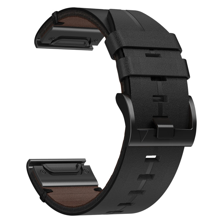 For Garmin Fenix 6 Pro GPS 22mm Leather Textured Watch Band(Black) - Watch Bands by PMC Jewellery | Online Shopping South Africa | PMC Jewellery