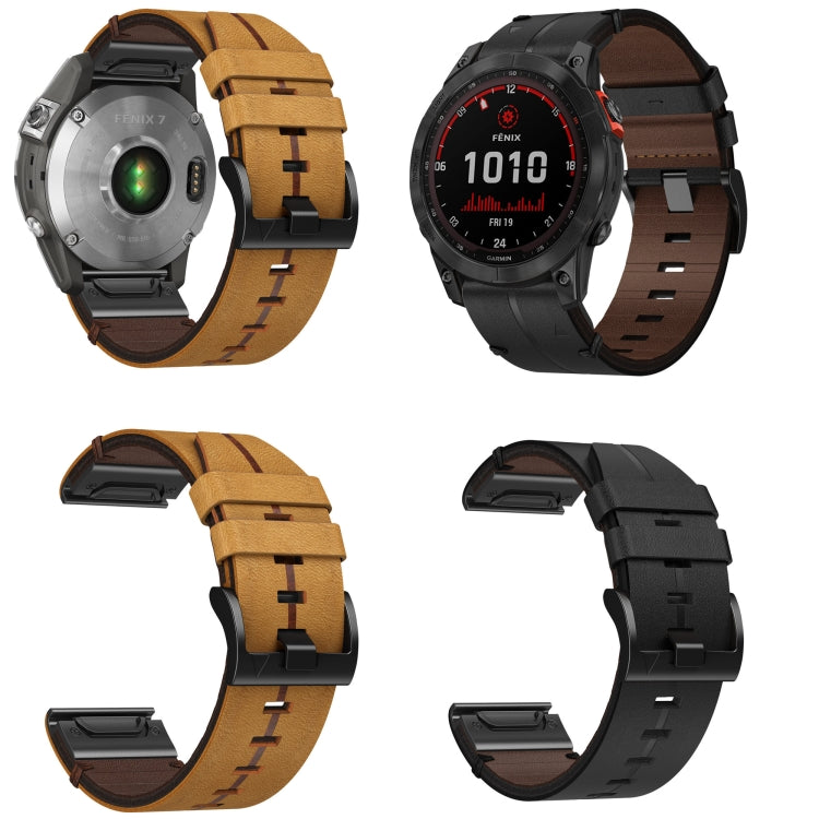 For Garmin Instinct Leather Textured 22mm Watch Band(Brown) - Watch Bands by PMC TechLife | Online Shopping South Africa | PMC TechLife | Buy Now Pay Later Mobicred