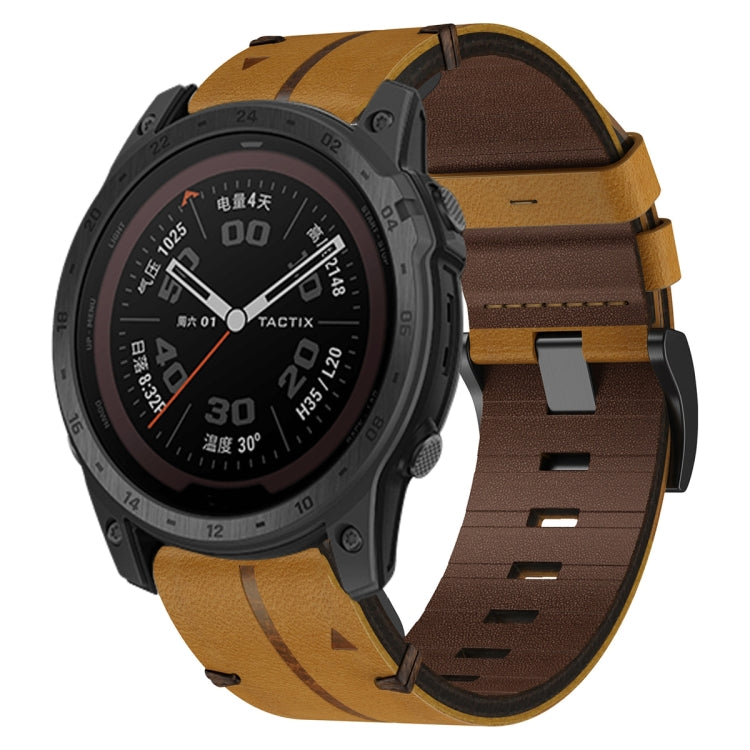 For Garmin TACTIX 7 Pro 26mm Leather Textured Watch Band(Brown) - Watch Bands by PMC Jewellery | Online Shopping South Africa | PMC Jewellery