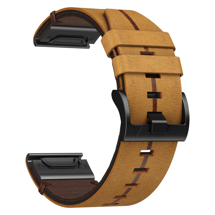 For Garmin Fenix 7X Solar 26mm Leather Textured Watch Band(Brown) - Watch Bands by PMC Jewellery | Online Shopping South Africa | PMC Jewellery