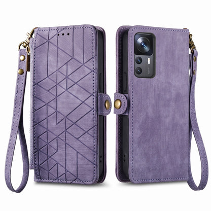 For Xiaomi 13 Geometric Zipper Wallet Side Buckle Leather Phone Case(Purple) - 13 Cases by PMC Jewellery | Online Shopping South Africa | PMC Jewellery | Buy Now Pay Later Mobicred