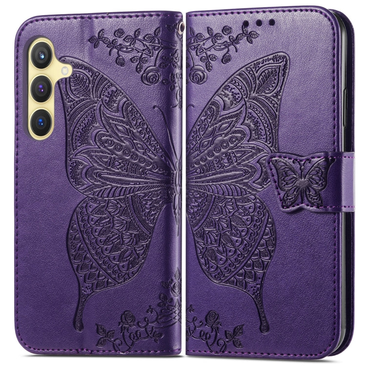 For Samsung Galaxy S24 5G Butterfly Love Flower Embossed Leather Phone Case(Dark Purple) - Galaxy S24 5G Cases by PMC Jewellery | Online Shopping South Africa | PMC Jewellery