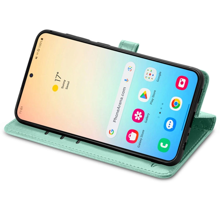 For Samsung Galaxy S25 5G Cat and Dog Embossed Leather Phone Case(Green) - Galaxy S25 5G Cases by PMC Jewellery | Online Shopping South Africa | PMC Jewellery | Buy Now Pay Later Mobicred
