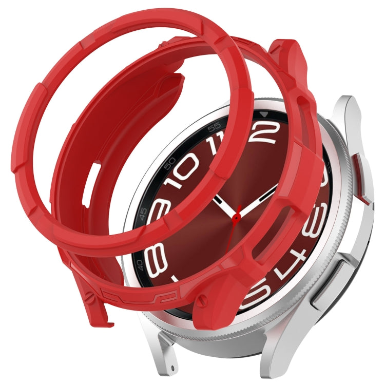 For Samsung Galaxy Watch 6 Classic 43mm Rotating Ring  + TPU Armor Watch Protective Case(Red) - Watch Cases by PMC TechLife | Online Shopping South Africa | PMC TechLife
