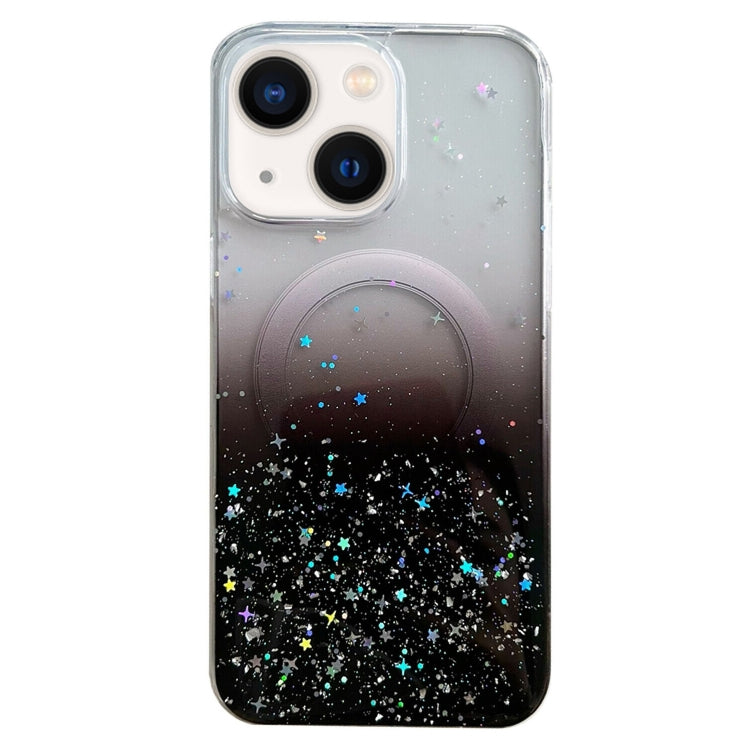 For iPhone 14 MagSafe Glitter Hybrid Clear TPU Phone Case(Black) - iPhone 14 Cases by PMC Jewellery | Online Shopping South Africa | PMC Jewellery