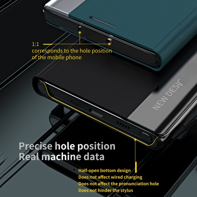 For Samsung Galaxy S24 Ultra 5G Side Electroplated Adsorption Leather Phone Case(Graphite Black) - Galaxy S24 Ultra 5G Cases by PMC TechLife | Online Shopping South Africa | PMC TechLife | Buy Now Pay Later Mobicred