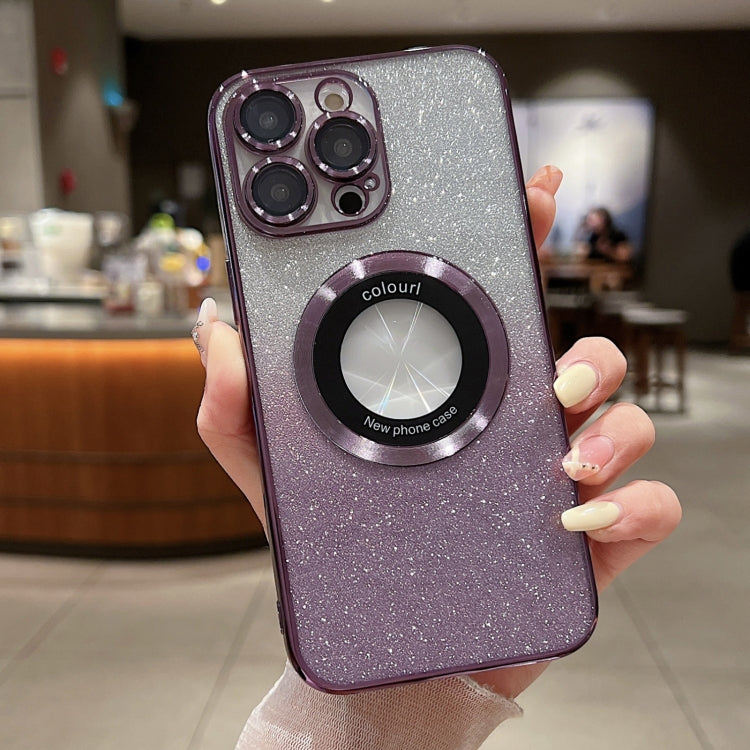 For iPhone 12 Pro MagSafe Gradient Glitter Electroplating TPU Phone Case(Purple) - iPhone 12 / 12 Pro Cases by PMC TechLife | Online Shopping South Africa | PMC TechLife