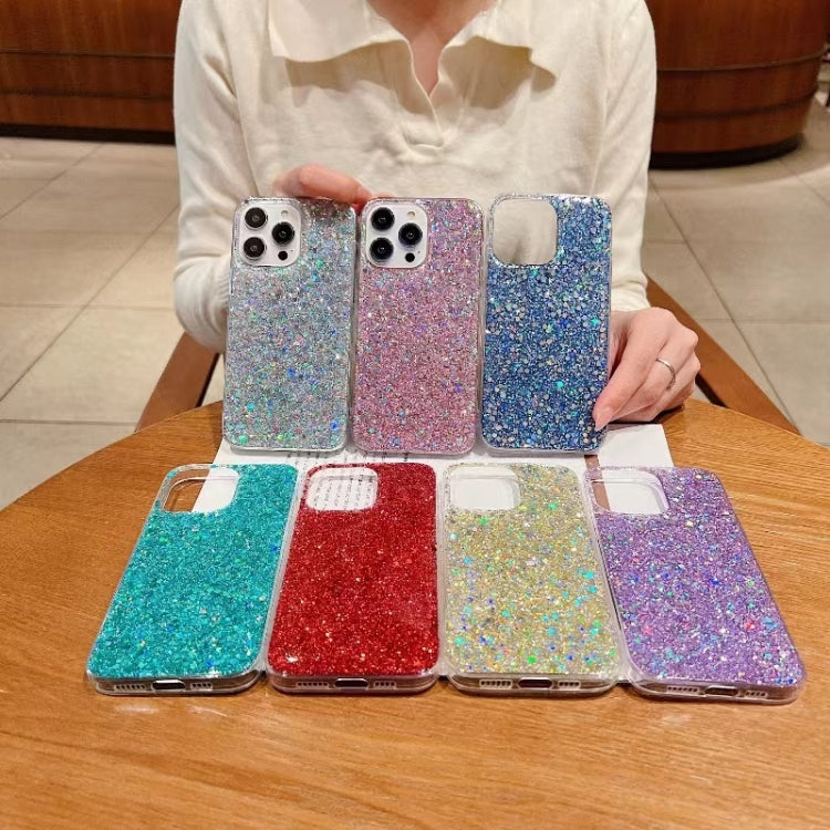For iPhone 16e Glitter Sequins Epoxy TPU Phone Case(Green) - iPhone 16e Cases by PMC TechLife | Online Shopping South Africa | PMC TechLife | Buy Now Pay Later Mobicred