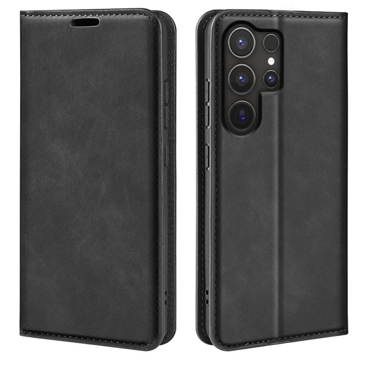 or Samsung Galaxy S25 Ultra 5G Retro-skin Magnetic Suction Leather Phone Case(Black) - Galaxy S25 Ultra 5G Cases by PMC Jewellery | Online Shopping South Africa | PMC Jewellery | Buy Now Pay Later Mobicred