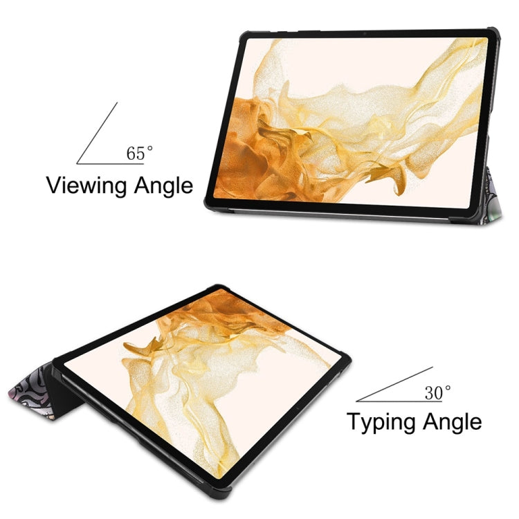 For Samsung Galaxy Tab S9+ JUNSUNMAY Custer Painted 3-Fold Stand Leather Smart Tablet Case(Graffiti) - free shipping - PMC Jewellery - Order now!