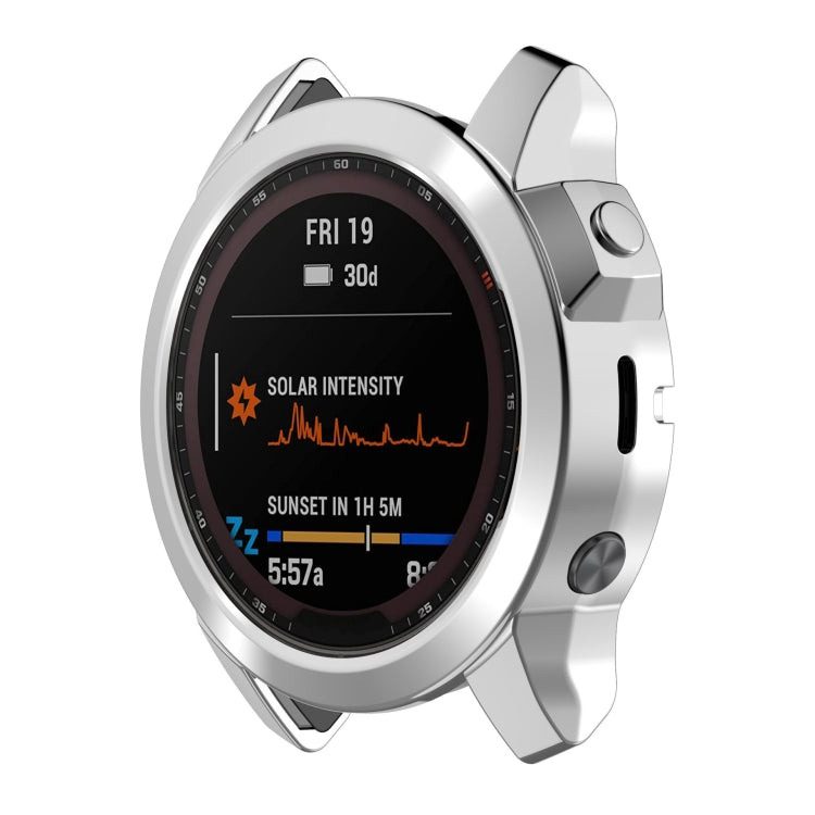 For Garmin Fenix 7S Pro Half Package Electroplated TPU Watch Protective Case(Sliver) - Watch Cases by PMC TechLife | Online Shopping South Africa | PMC TechLife