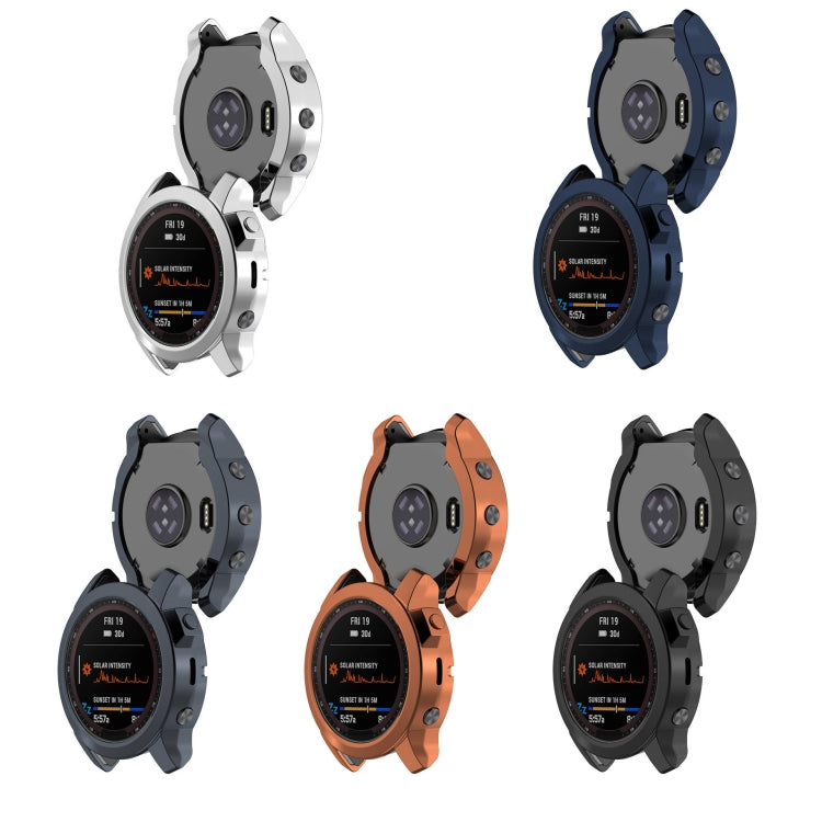 For Garmin Fenix 7S Pro Half Package Electroplated TPU Watch Protective Case(Sliver) - Watch Cases by PMC TechLife | Online Shopping South Africa | PMC TechLife