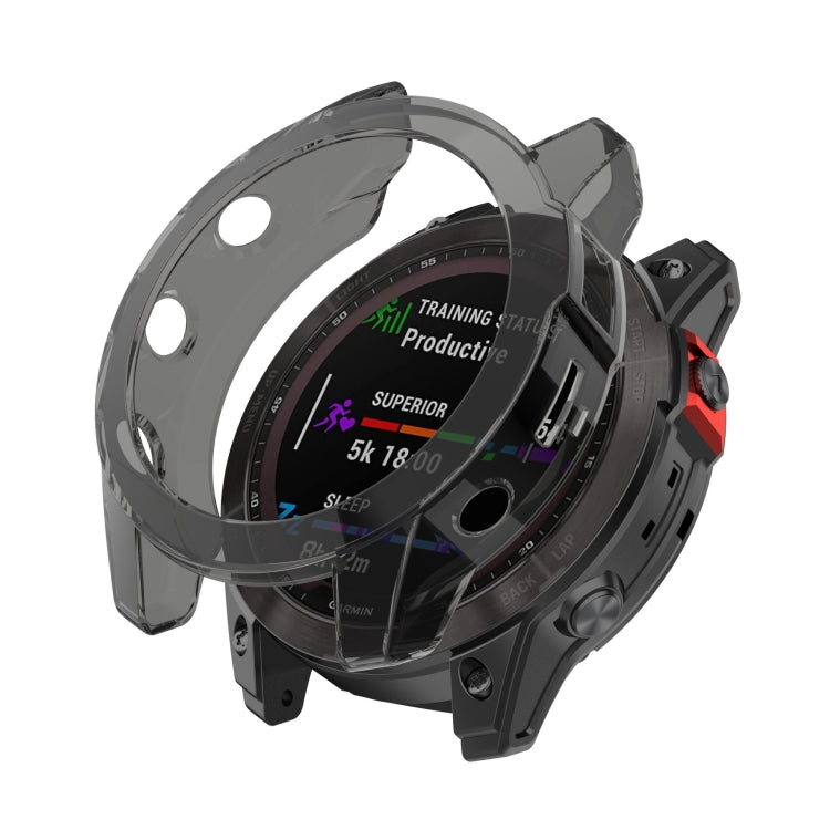 For Garmin Fenix 7S Pro Half-Package TPU Watch Protective Case(Transparent Black) - Watch Cases by PMC TechLife | Online Shopping South Africa | PMC TechLife | Buy Now Pay Later Mobicred