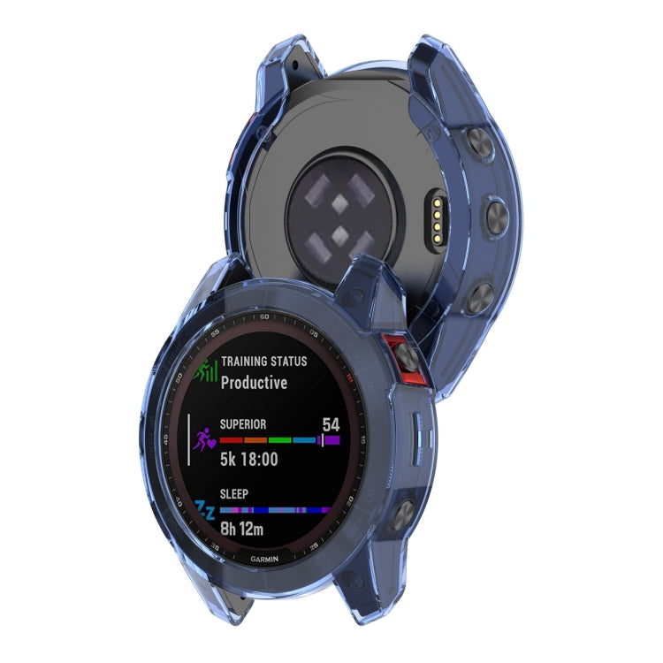 For Garmin Fenix 7S Pro Half-Package TPU Watch Protective Case(Transparent Blue) - Watch Cases by PMC TechLife | Online Shopping South Africa | PMC TechLife | Buy Now Pay Later Mobicred