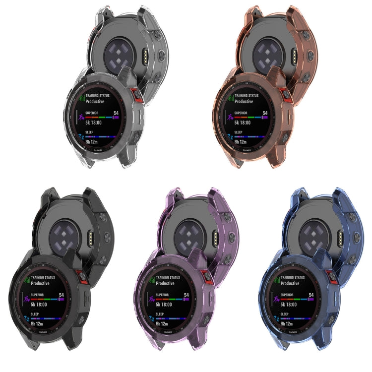 For Garmin Fenix 7S Pro Half-Package TPU Watch Protective Case(Transparent Blue) - Watch Cases by PMC TechLife | Online Shopping South Africa | PMC TechLife | Buy Now Pay Later Mobicred