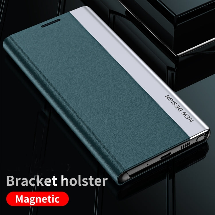 For iPhone 16 Plus Side Electroplated Adsorption Leather Phone Case(Green) - iPhone 16 Plus Cases by PMC TechLife | Online Shopping South Africa | PMC TechLife | Buy Now Pay Later Mobicred