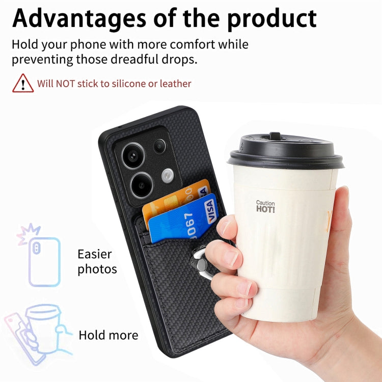 For Xiaomi Redmi Note 13 Pro+ Carbon Fiber Card Wallet Ring Holder Phone Case(Black) - Note 13 Pro+ Cases by PMC TechLife | Online Shopping South Africa | PMC TechLife | Buy Now Pay Later Mobicred