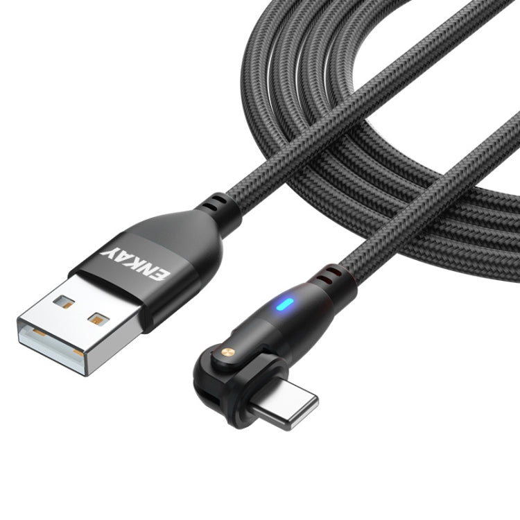 ENKAY 180 Degrees Rotating USB to 8 Pin Charging Data Cable with LED Light, Length:2m(Black) - Normal Style Cable by ENKAY | Online Shopping South Africa | PMC Jewellery | Buy Now Pay Later Mobicred