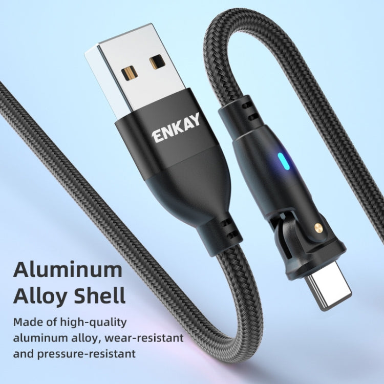 ENKAY 180 Degrees Rotating USB to 8 Pin Charging Data Cable with LED Light, Length:2m(Purple) - Normal Style Cable by ENKAY | Online Shopping South Africa | PMC Jewellery | Buy Now Pay Later Mobicred