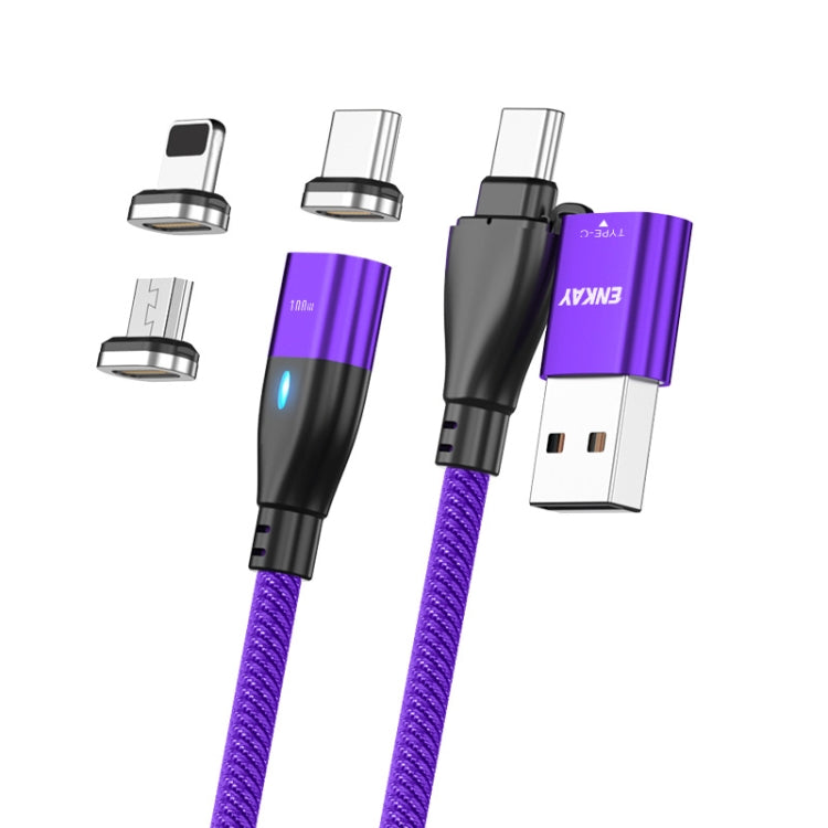 ENKAY 6-in-1 PD100W USB-A / Type-C to Type-C / 8 Pin / Micro USB Magnetic Fast Charging Cable, Cable Length:1m(Purple) - Charging Cable & Head by ENKAY | Online Shopping South Africa | PMC Jewellery | Buy Now Pay Later Mobicred