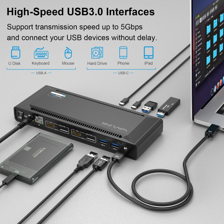Wavlink UG69PD2 Dual 4K Fast Charging Integrated Docking Station, Plug:US Plug - free shipping - PMc TechLife - Order now!