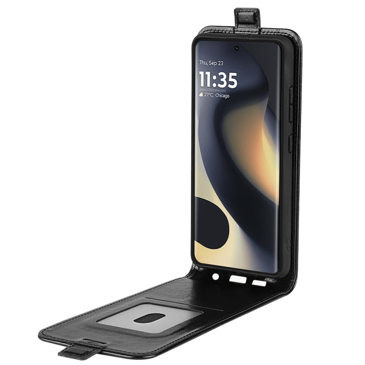 For Motorola Edge 5G 2024 R64 Texture Single Vertical Flip Leather Phone Case(Black) - Motorola Cases by PMC Jewellery | Online Shopping South Africa | PMC Jewellery | Buy Now Pay Later Mobicred