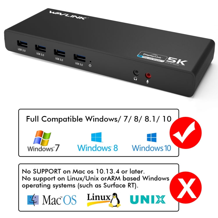 Wavlink UG69DK1 5K Type-C Dual Display USB 3.0 Video Gigabit Ethernet HDMI Docking Station, Plug:US Plug - free shipping - PMC TechLife - Order now!