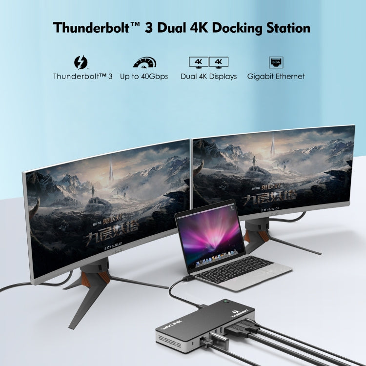 Wavlink UTD21H 60W Host Charging Thunderbolt 3 Docking Station 4K Dual Display 11 in 1 Ports, Plug:EU Plug - free shipping - PMc TechLife - Order now!