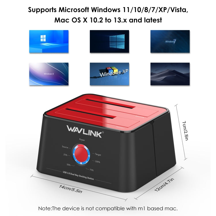 Wavlink ST334U SSD Dual Bay External Hard Drive Docking Station USB 3.0 to SATA I/II/III(AU Plug) - External Hard Drives by WAVLINK | Online Shopping South Africa | PMC Jewellery | Buy Now Pay Later Mobicred