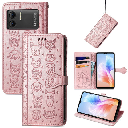 For DOOGEE X98 Pro / X98 Cat and Dog Embossed Leather Phone Case(Rose Gold) - Doogee Cases by PMC Jewellery | Online Shopping South Africa | PMC Jewellery | Buy Now Pay Later Mobicred