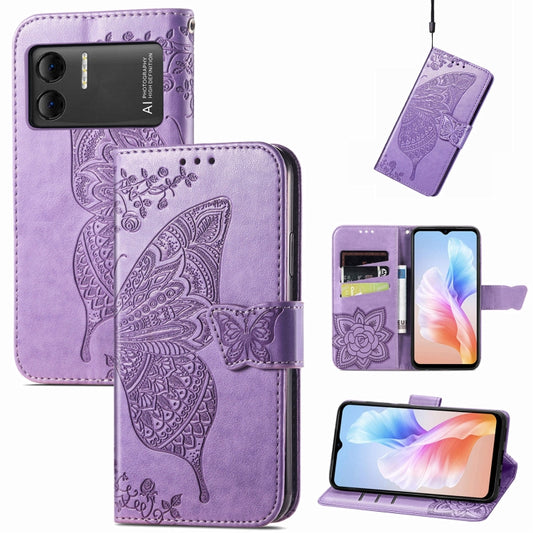 For DOOGEE X98 Pro / X98 Butterfly Love Flower Embossed Leather Phone Case(Purple) - Doogee Cases by PMC Jewellery | Online Shopping South Africa | PMC Jewellery | Buy Now Pay Later Mobicred
