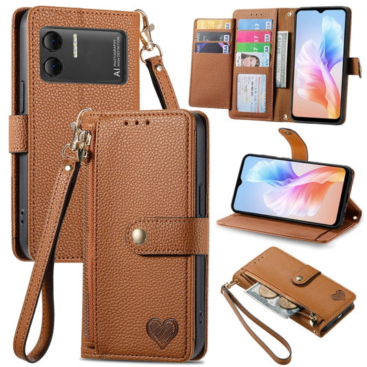 For DOOGEE X98 Pro / X98 Love Zipper Lanyard Leather Phone Case(Brown) - Doogee Cases by PMC Jewellery | Online Shopping South Africa | PMC Jewellery | Buy Now Pay Later Mobicred