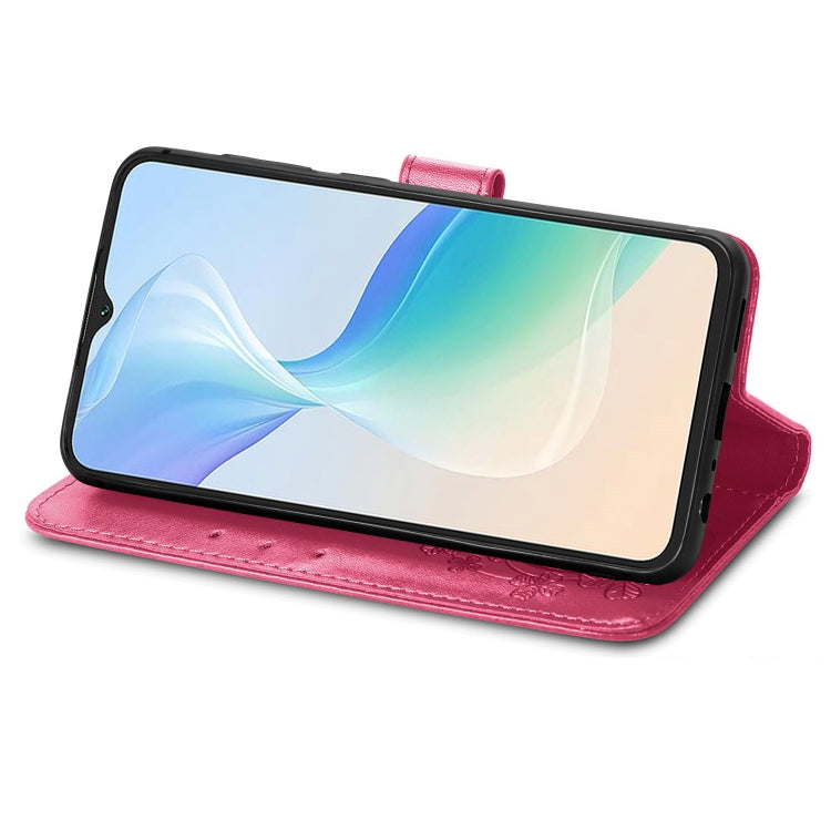 For Blackview Oscal C30 Pro Four-leaf Clasp Embossed Buckle Leather Phone Case(Magenta) - More Brand by PMC TechLife | Online Shopping South Africa | PMC TechLife