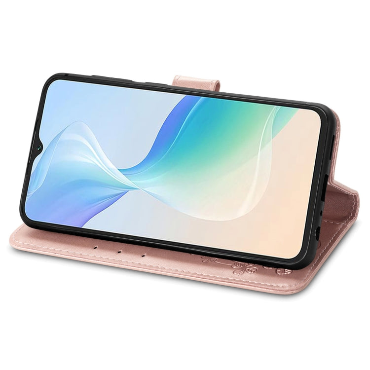 For Blackview Oscal C30 Pro Four-leaf Clasp Embossed Buckle Leather Phone Case(Rose Gold) - More Brand by PMC TechLife | Online Shopping South Africa | PMC TechLife