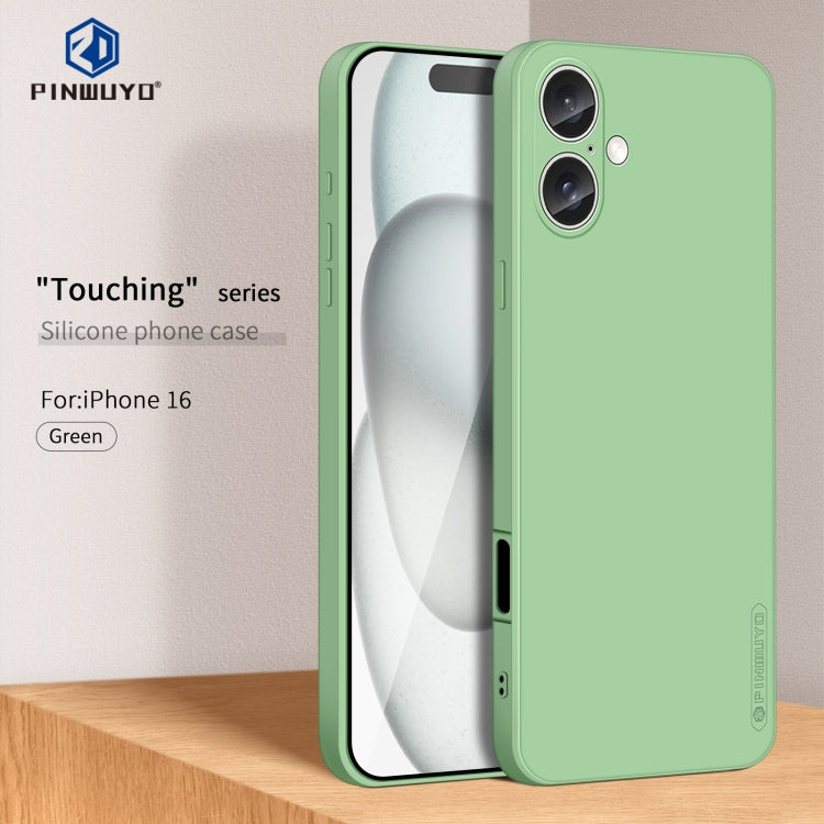 For iPhone 16 PINWUYO Sense Series Liquid Silicone TPU Phone Case(Green) - iPhone 16 Cases by PINWUYO | Online Shopping South Africa | PMC TechLife | Buy Now Pay Later Mobicred