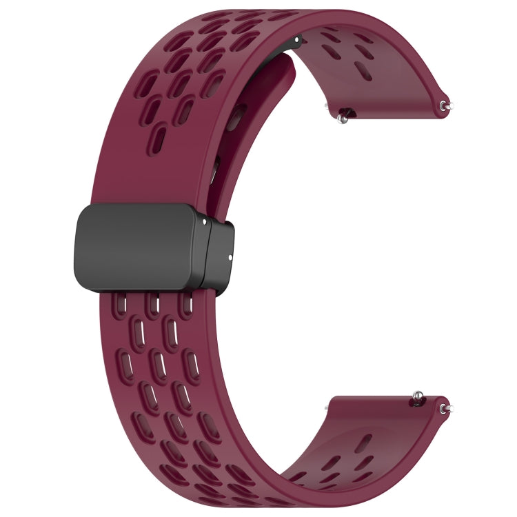 For Samsung  Galaxy Watch 4 Classic 46mm 20mm Folding Magnetic Clasp Silicone Watch Band(Wine Red) - Watch Bands by PMC Jewellery | Online Shopping South Africa | PMC Jewellery