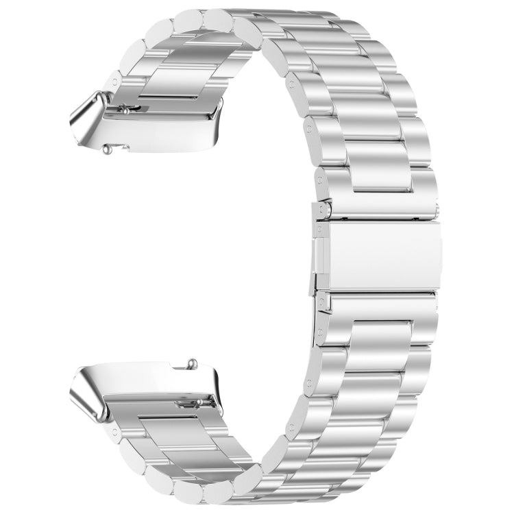 For Redmi Watch 3 Active Three Bead Stainless Steel Metal Watch Band(Silver) - Watch Bands by PMC Jewellery | Online Shopping South Africa | PMC Jewellery