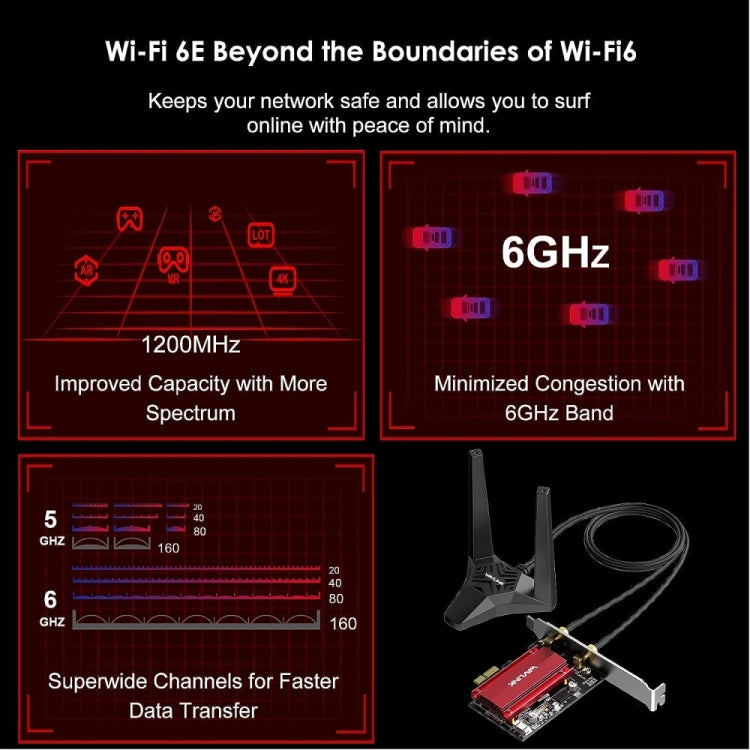 WAVLINK WN675X3-PCIE Tri-band 5400Mbps WiFi 6E PCIe Wireless Adapter BT 5.3 Network Card - USB Network Adapter by WAVLINK | Online Shopping South Africa | PMC Jewellery | Buy Now Pay Later Mobicred