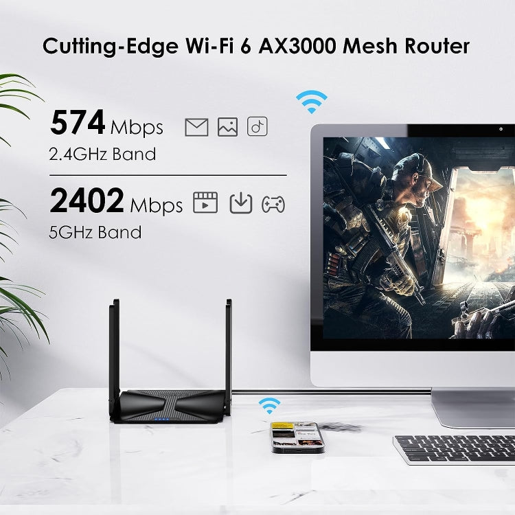 WAVLINK WN586X3 Wireless Gigabit Ethernet Router Wi-Fi 6 AX3000 Mesh Router Dual Band, Plug:AU Plug - Wireless Routers by WAVLINK | Online Shopping South Africa | PMC Jewellery | Buy Now Pay Later Mobicred