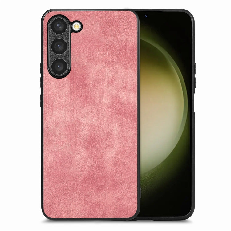 For Samsung Galaxy S25 5G Vintage Leather PC Back Cover Phone Case(Pink) - Galaxy S25 5G Cases by PMC Jewellery | Online Shopping South Africa | PMC Jewellery | Buy Now Pay Later Mobicred