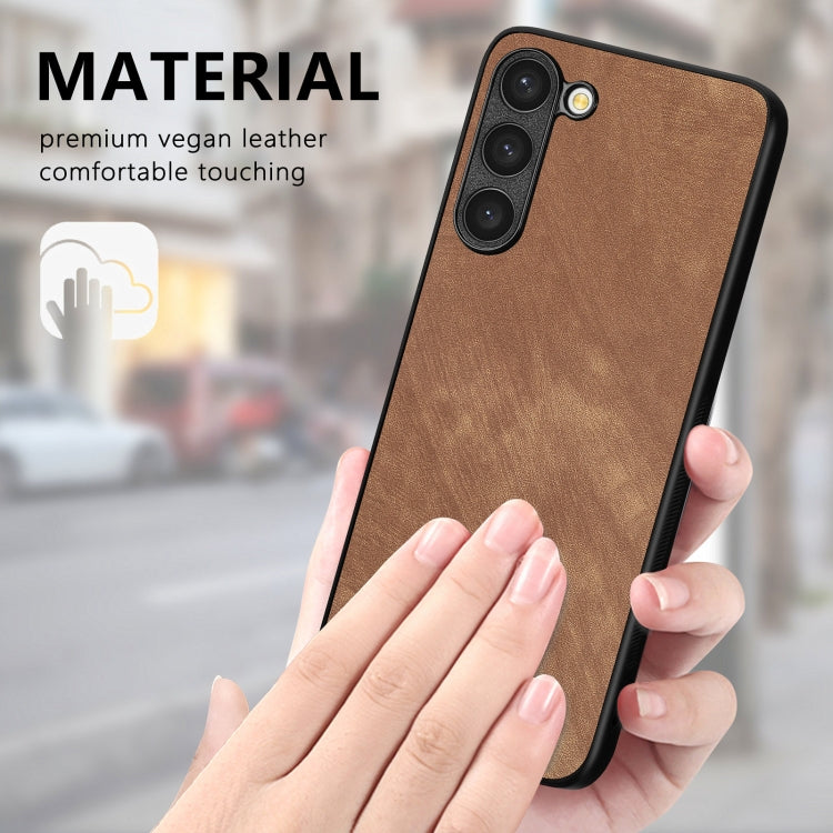 For Samsung Galaxy S25+ 5G Vintage Leather PC Back Cover Phone Case(Brown) - Galaxy S25+ 5G Cases by PMC Jewellery | Online Shopping South Africa | PMC Jewellery | Buy Now Pay Later Mobicred